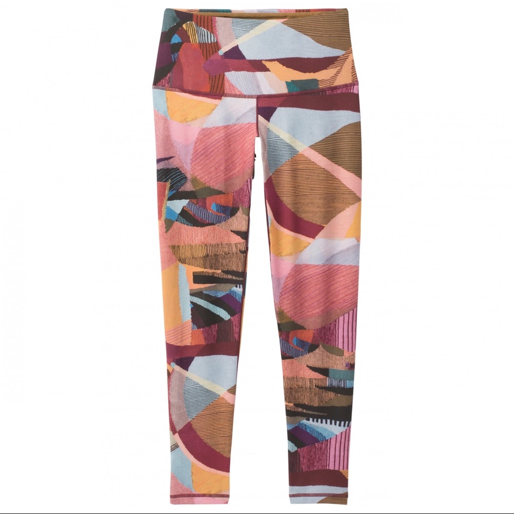 PrAna Kimble Wine Mix Abstract Print 7/8 High Rise Leggings